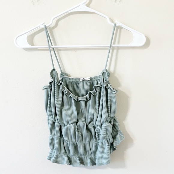 Reformation Irene Celadon Ruched Cropped Tank Top Size Medium - Picture 2 of 7